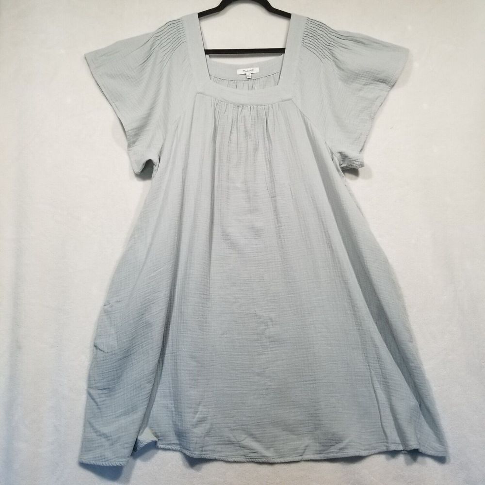 Madewell XXL Lightspun Butterfly Square-Neck Mini Dress Light Green EUC